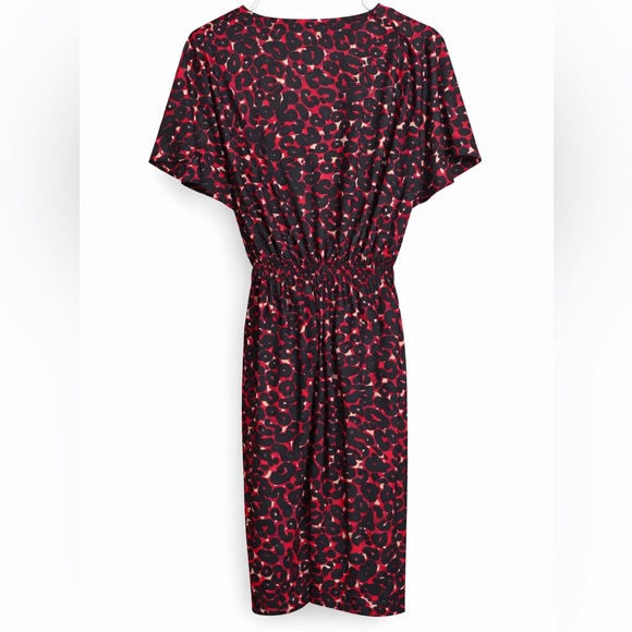 Cynthia Steffe Seamline Red Black Leopard Print Faux Wrap Dress Size 6 NWOT - Picture 3 of 7